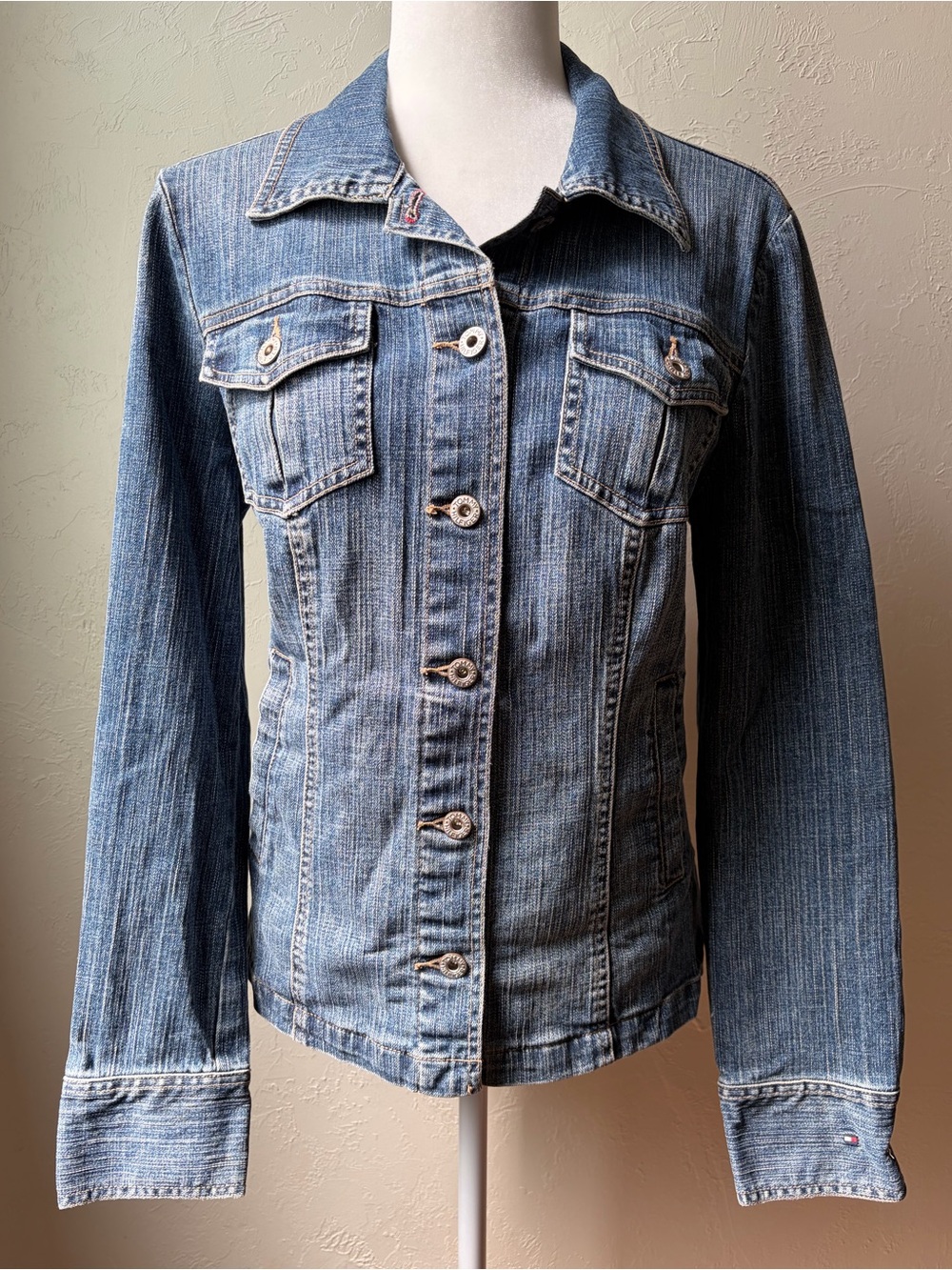Tommy Hilfiger Fitted Stretch Denim Jacket Medium Wash Large
